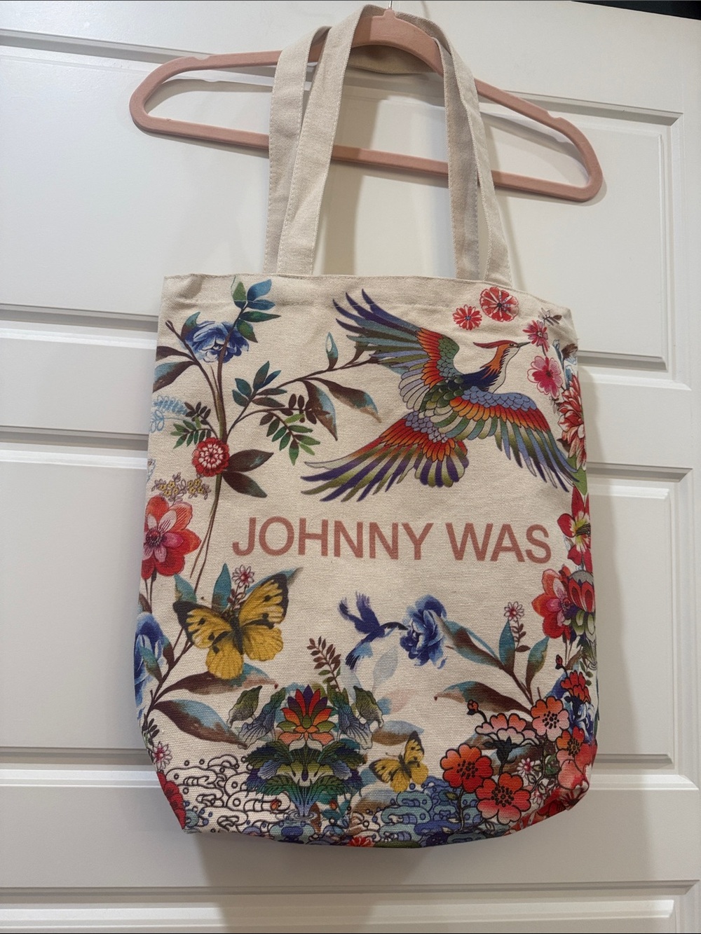 Johnny Was floral canvas tote